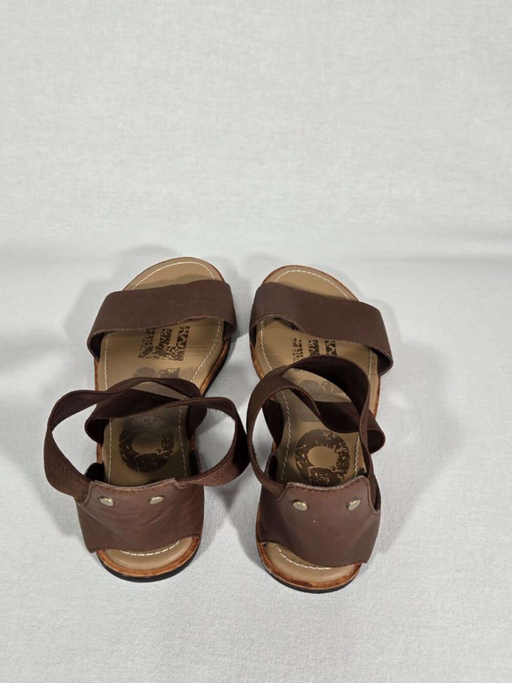SOREL Ella BOHO Brown Leather & Elastic Gore Straps Gladiator Sandal Women Sz. 8 - Picture 13 of 17